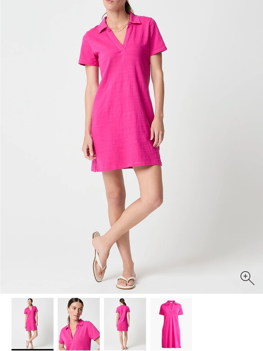 J. Crew Factory Bright Pink Polo-Style knit collared Mini Dress